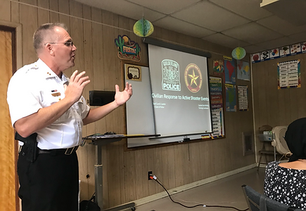 Officer Presenting the Civilian Response to Active Shooter Events Course